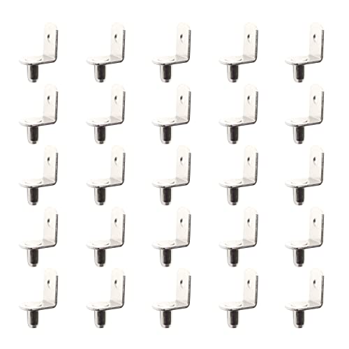 BE-TOOL 25 Pcs Shelf Support Pegs with 6 MM Silver Bracket Style Shelf Support with A Hole for Mechanical Assembly Processing Applications, Cabinets, Bookshelves, Display Cabinets, Furniture