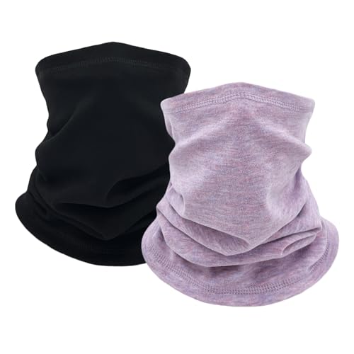 2 Pack Winter Neck Gaiter Warmer for Women Men Soft Fleece Neck Warmers Windproof Warm Face Cover Mask Scarf for Cold Weather