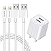 KOZOPO Phone Charger Durable USB Cable 6FT (2-Pack) Fast Charging Data Sync Transfer Cord with 2 Port Plug Travel Wall Charger Compatible with Phone X/8/7/Plus/6S/6/SE/5S/5C