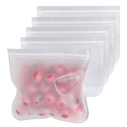 6 Pack Reusable Silicone Freezer Bags 10.6 * 11Inch Dishwasher Safe, Extra Large Leakproof Silicone Food Bags Plastic Free Food Storage Bags for Meal Prep, Fruits, Sandwich, Snack, Travel