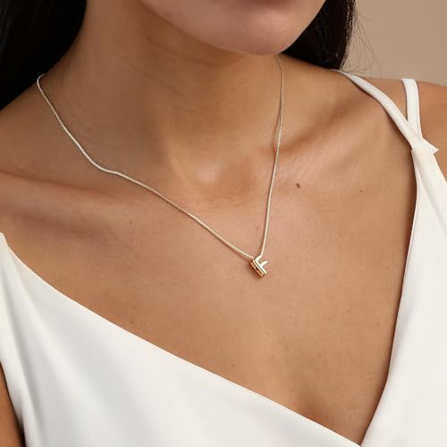 Image of Personalized Bubble Letter Initial Necklace, 14K Gold Plated, Dainty Pendant for Women, Trendy Gold Jewelry