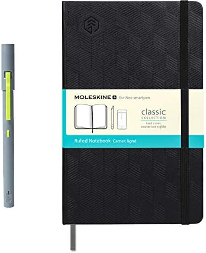 NEO SMARTPEN M1 Bluetooth Digital Pen (Grey) Bundle with N Moleskine Notebook (Black, 240 Ruled Pages) - Compatible with iOS, Android, Smartphones, Tablets, Windows