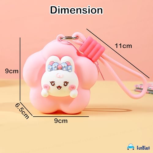 Image of FunBlast Soft Silicone Coin Pouch - Cute Animal Design Mini Purse with Strap, Multipurpose Silicone Pouch, Small Zipper Wallet for Kids & Girls, Kawaii Coin Bag - 9 X 9 X 6.5 cm (Pink)