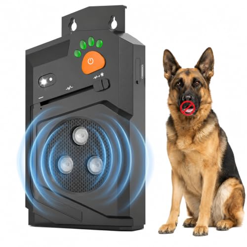 Antiladridos para Perros - Ahuyentador de Perros Ultrasonidos Recargable, 3 Modos e IP56 Impermeable, Dispositivo Automático Anti Ladridos con Alcance 15M, Detener Ladridos en Interiores y Exteriores