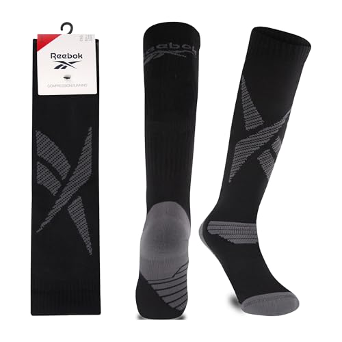 Reebok Chaussette Compression Running Homme Femme - Pour Course, Gym, Entraînement Intensif, Training, Respirante, Lavable, Lot de 1 Paire, Taille 37/39, Noir