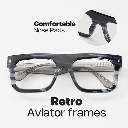 Image of Zeelool Stylish Aviator Eyeglasses Frame with Non-prescription Clear Lens for Men Reaux ZJGA329020