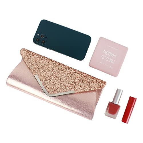 Image of Queena Womens Shiny Glitter Evening Clutch Envelope Handbag Chain Purse for Wedding Party Prom Gift for Mom Wife Girlfriend