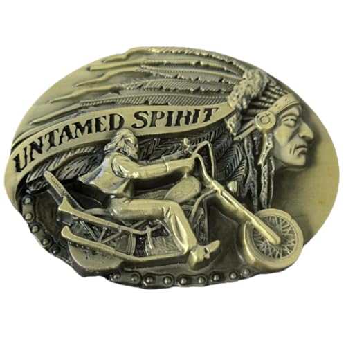 ZPPDECOR Untamed Spirit Indian Chief Motor Rider Oval Antique Western Belt Buckle