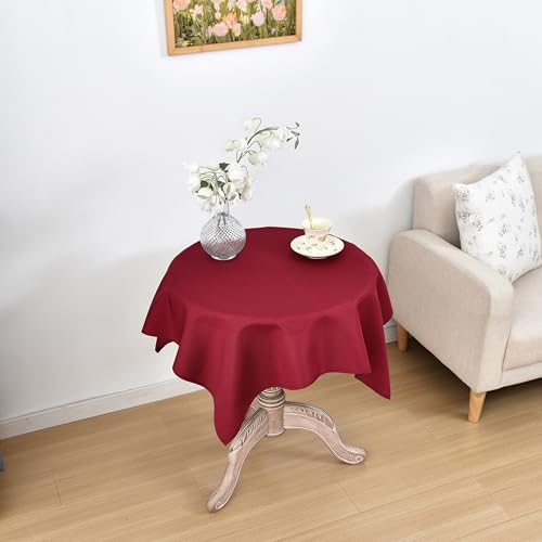 Viiamacki 2PCS Burgundy Square Small Tablecloth, 24 x 24 Inch, Stain and Wrinkle Resistant Machine Washable Polyester Table Cloth, Fabric Nightstand End Table Cover by Viiamacki - Used condition - Image 5