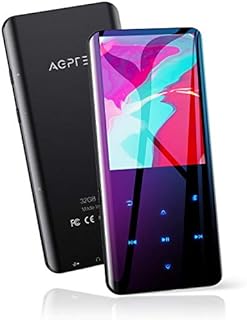 32GB MP3 Player with Bluetooth 5.0, AGPTEK 2.4" Curved Screen Music Player with Speaker HiFi Lossless Sound with FM Radio, Voice Recorder, Supports up to 128GB - Earphone and Lanyard Included