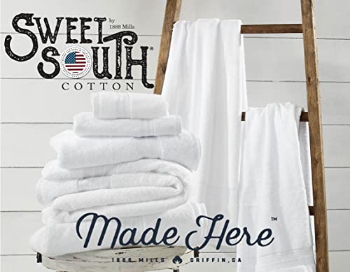 Sweet South By 1888 Mills 4-Piece Bath Towel Set, White | Made In The Usa, 100% Cotton #TOP3