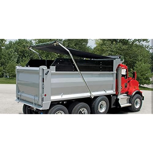 Mytee Products 7' x 18' Black Asphalt Vinyl Dump Truck Tarp with Double Pocket & Grommets - 18Oz Vinyl Waterproof Dump Trailer Tarp to Prevent Load Spillage During Transportation