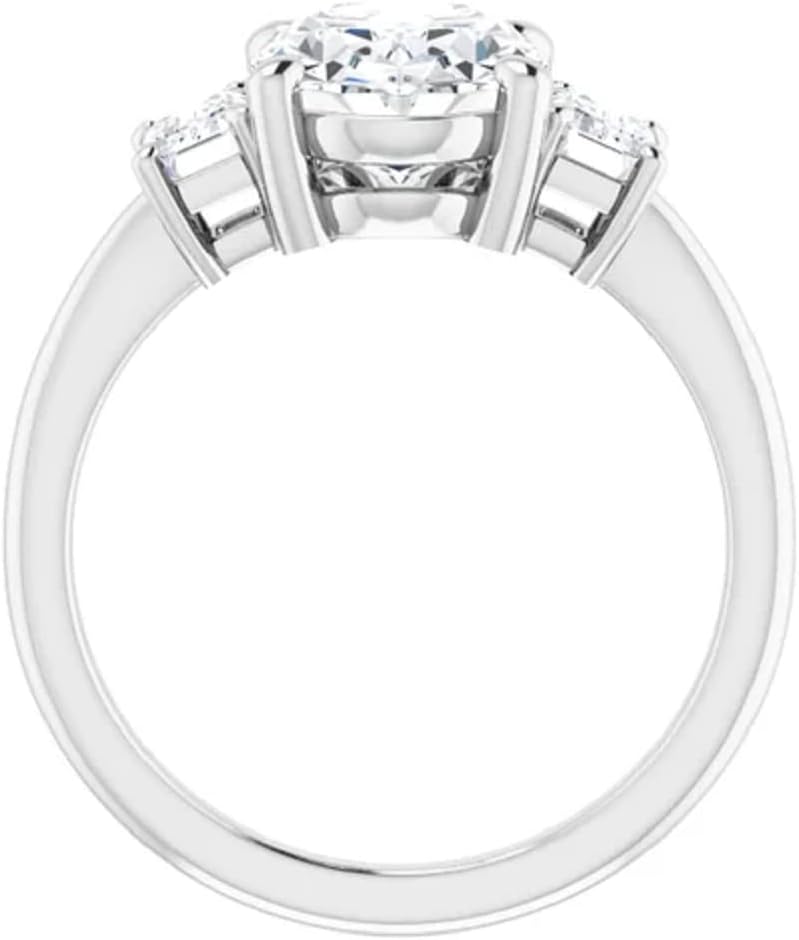 2.00 CT Oval Colorless Moissanite Engagement Ring, Wedding Bridal Ring Set, Eternity Sterling Silver Solid Diamond Solitaire 4-Prong Anniversary Promise Ring for Her