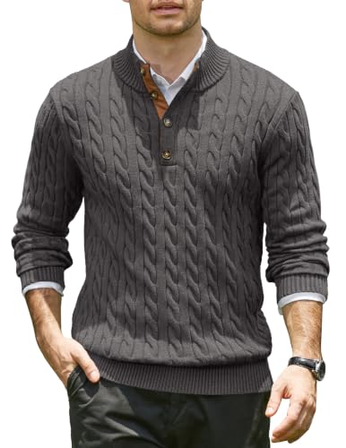 Image of COOFANDY Mens Twisted Knit Pullover Sweater Business Dress Fit Sweaters