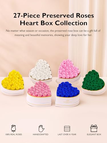 Eterfield 27 Forever Flowers in Heart Shape Box, Preserved Roses that Last a Year Preserved Flowers Birthday Gifts for Her Mom Women Wife Anniversary Valentines Day Mothers Day Christmas, Pink by Eterfield - Image 12