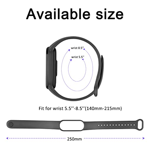 Pacote com 3 pulseiras esportivas para Mi Bands 5 e 6, pulseiras de substituição de silicone macio p