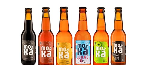 Moska, Cerveza Artesana, Pack Degustación Cerveza Artesanal, Kit Regalo, Vermouth, Producto Gourmet, 6 Botellas de 0.33 Cl, IPA, Poma, Lliure, Tronada, Torrada, Rossa.