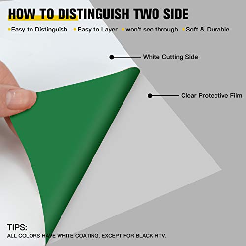 Image of JANDJPACKAGING Green Heat Transfer Vinyl Bundle: 10 Pack 12 inchx10 inch Sheets, HTV Vinyl Sheets for Cricut & Silhouette Cameo or Home Iron On Vinyl T-Shirts & Fabrics