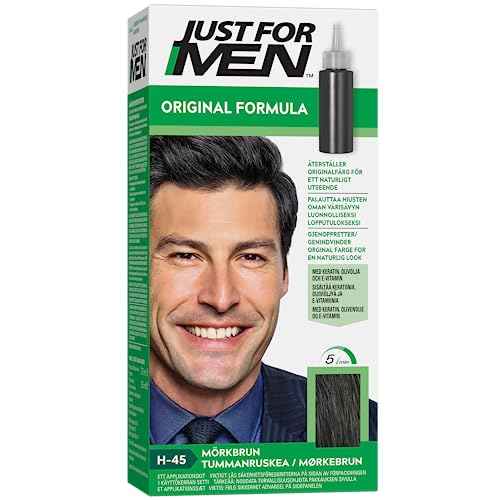Just For Men Fórmula original El color del cabello marrón oscuro restaura el color natural para un aspecto natural, H45