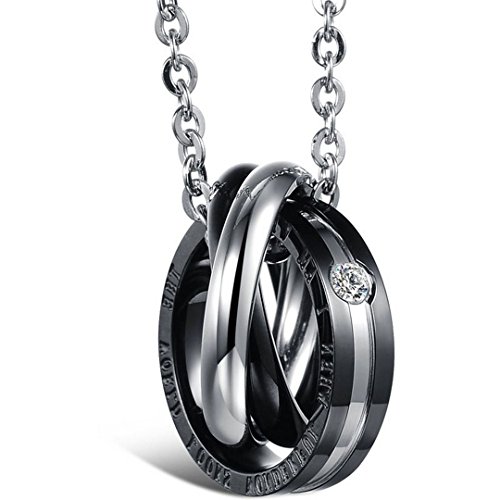 Flongo - Collana Anello Un Pezzo da Uomo Donna Catena Regolabile in Acciaio inossidabile con Scritta