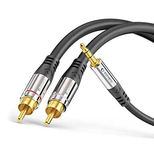 Sonero® Premium cavo cinch da 15,0 m, 2x cinch a jack da 3,5 mm, cavo audio, sistema hi-fi, AUX, nero