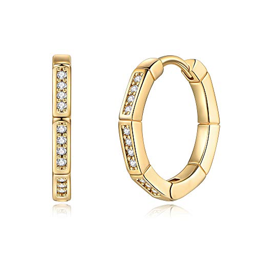 Hexagon Earrings for Women Huggie Hoop, Hypoallergenic S925 Sterling Silver Post 14K Gold Plated Dainty Hexagon Huggie Earrings Small Hexagon Hoop Earrings Jewelry Gifts for Women