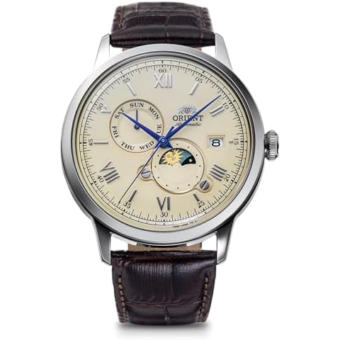 Orient Bambino Sun & Moon Automatic Watch Mechanical Automatic RN-AK0803Y Men's Ivory, Ivory, Classic Cover
