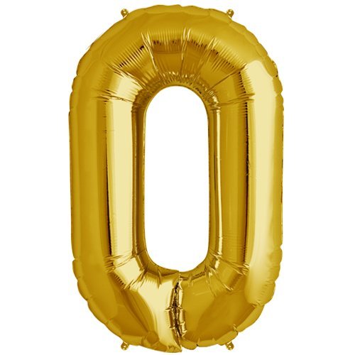 Image of GrandShop 50510 Zero Number Foil Toy Balloon 17 inch Inch - Golden