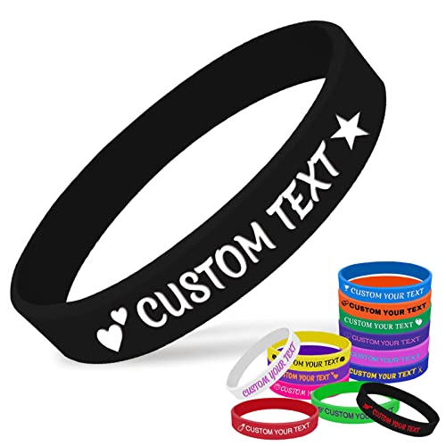 Lot de 30, 50, 100, 200 bracelets en silicone personnalisés avec texte pour événements, cadeaux, Silicone Cover