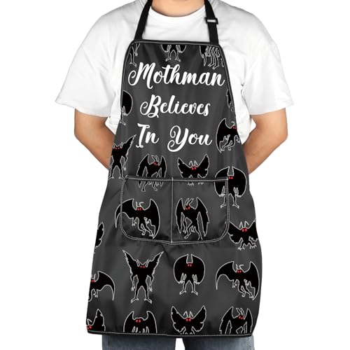 Tablier de cryptozoologie Mothman cadeau original avec poche pour passionné de paranormal