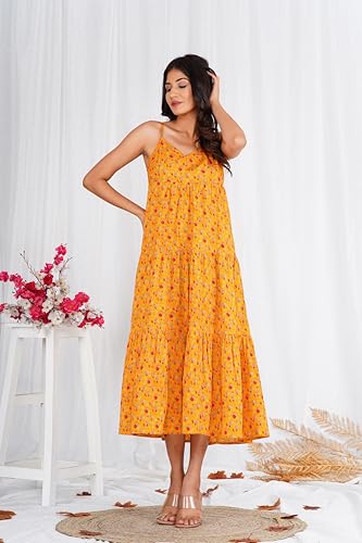 Robe jaune fleurie Elizabeth design raffiné et coupe longue d'exception - 3