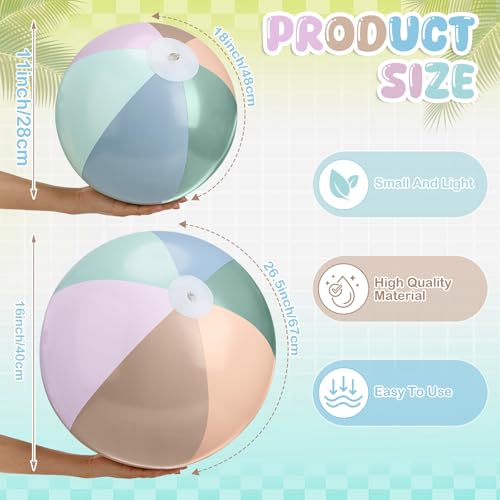MiniInflat 3 Pcs Pastel Inflatable Beach Balls 24 & 16 Inch Large Round Pool Balls PVC Toys for Adults Kids Summer Beach Water Games, Birthday Luau Party Favors Decorations(Morandi) - image 5
