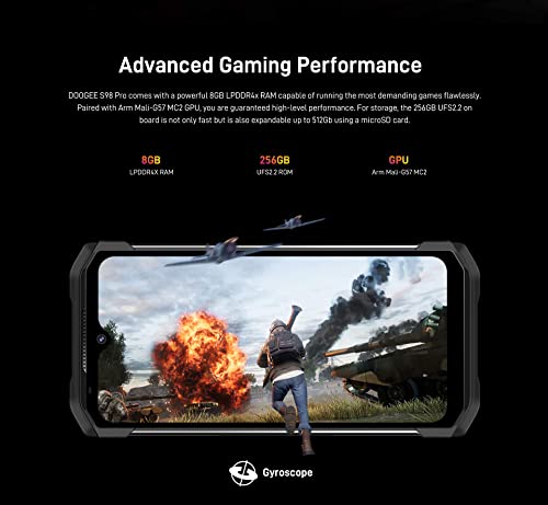 Smartphone Incassable S98 Pro avec Objectif Thermique, 256Go Android 12 - 6