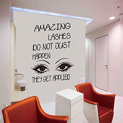 Amazing Lashes Quotes Wall Sticker Long Eyelashes Wall Decals Art Big Eye Mural Lc228 (Black) #TOP3