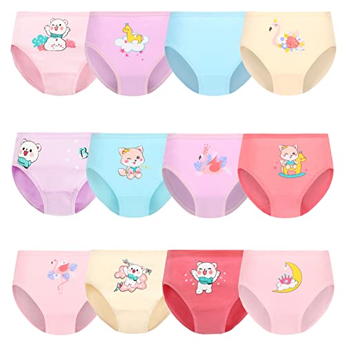 JackLoveBriefs Bragas para niña Paquete de 12 algodón Calzoncillos para Niñas (2-3 años) Multicolor，Talla：S