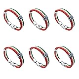 Fegtrty Lot de 6 bracelets en alliage de cuir avec drapeau italien, pour homme et femme, vert, blanc, rouge, largeur 14 mm, longueur 23 cm, Alliage, cuir, 750075074