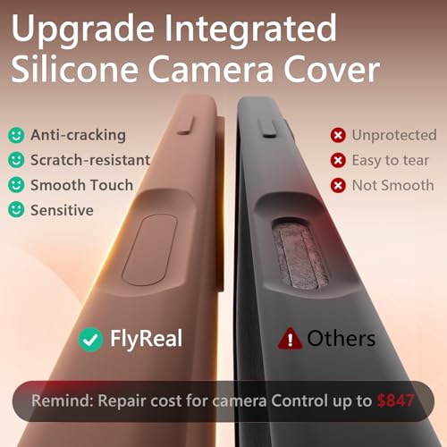 FlyReal Magnetic for iPhone 16 Pro Max Case, Compatible with MagSafe, (Integrated Silicone Camera Control Button & Camera Protection) +Screen Protectors, Microfiber Lining Case 6.9", Light Brown by FlyReal - Used condition - Image 3