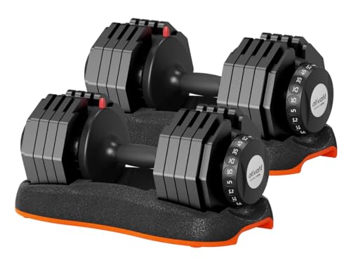 ATIVAFIT Adjustable Dumbbell Set (50/66/88 LB Pair), 10–12-in-1 Free Weights with Storage Box, Quick Dial Weight System, Secure Safety Lock, Anti-Slip Steel Grip, All-in-One Space-Saving Home Gym for Full Body Strength Training (D6)