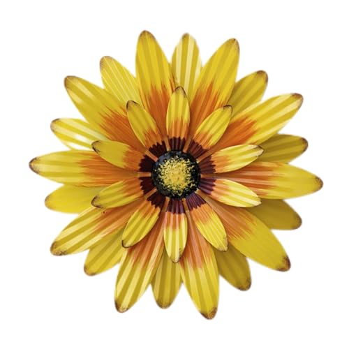 Décoration murale de fleurs en métal jaune pour égayer votre clôture de jardin