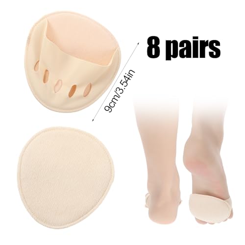 8 Pairs Women's Toe Cover with Padding Toe Toppers No Show Liner Half Socks Seamles Non Slip Grip Hidden Cotton Toes Socks for Mules2
