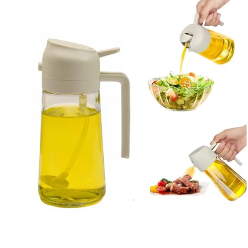 Vnvnvnv 2 in 1 Oil Dispenser and Sprayer, 16.54 UK fl oz/470 ml Olive Oil Spray Bottle, Olive Oil Dispenser, Oil Sprayer for Cooking Air Fryer Kitchen Grill Bake Salad