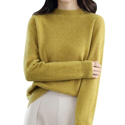 [PALAME] ニット トップス レディース 秋冬 ニュールック・3サイズ展開・ハイネック・カシミヤタッチ・重ねる着便利・着回しやすい・厚手・着痩せ・小顔・高伸縮 リブ セーター カットソー ニットソー インナー 長袖 カジュアル 秋 冬 (JP, アルファベット, XL, イエロー)のサムネイル