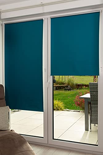 K-home Thermorollo Verdunklungsrollo ohne Bohren Petrol B70 x H150 cm