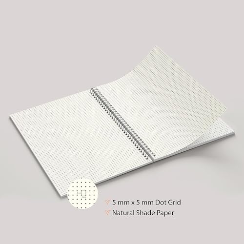 Image of PaperO Professional A4 Dot Grid Notebook | 5MM Dot Design | A4 Size (8.5 x 11 inches) | Ideal for Architects & Designers | Kraft Cover | 100 Pages | (DOT GRID 2)