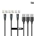 Produktbild NetDot Gen12 Nylon-geflochtenes magnetisches Schnellladekabel und Datenübertragung mit LED kompatibel Micro-USB- und USB-C-Telefonen(1m/3 Pack schwarz)