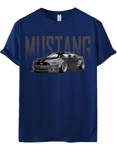 Image of Khakey Tshirt for Boy Mustang Car Printed Trendy Cotton Tshirts Half Sleeve Casual Wear