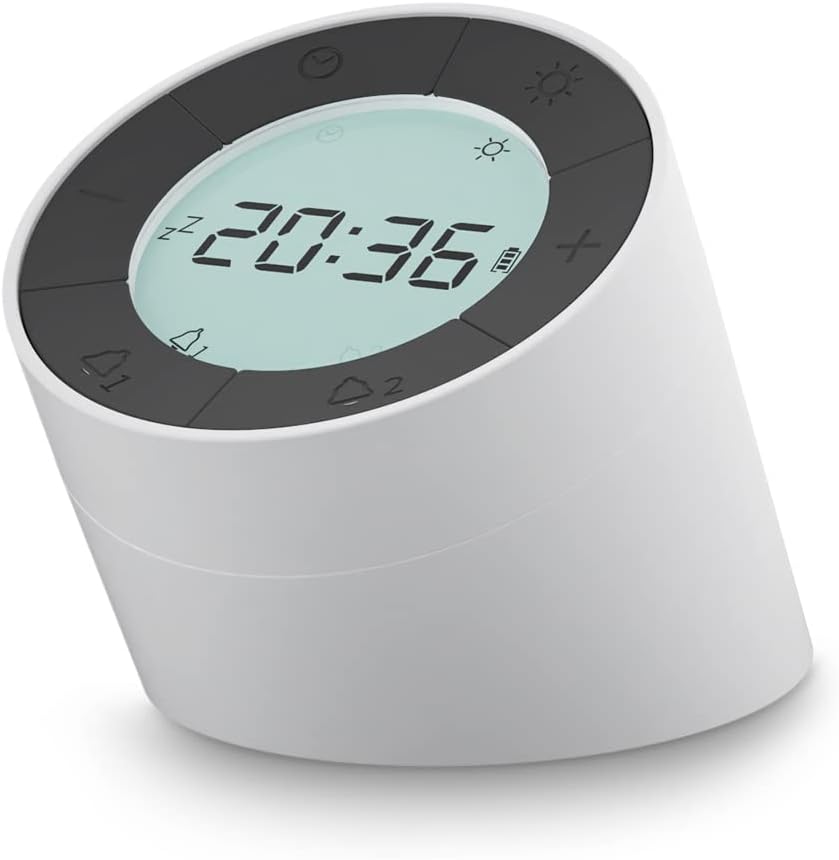 MikoDreamReversible Digital Alarm Clock with Nightlight for Bedrooms (White)