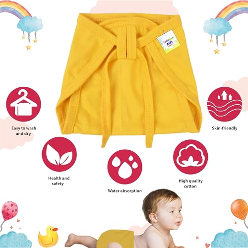 Image of Toddylon New Born Baby's Cotton Cloth Diapers | Langot | Nappy U Shaped Washable And Reusable Nappies (0-6 Months, Pack Of 10)