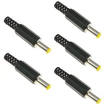 10-Pack 1.7mm X 4.0mm Right Angle DC Power Jacks – Male Plug, Solder Terminals, Black