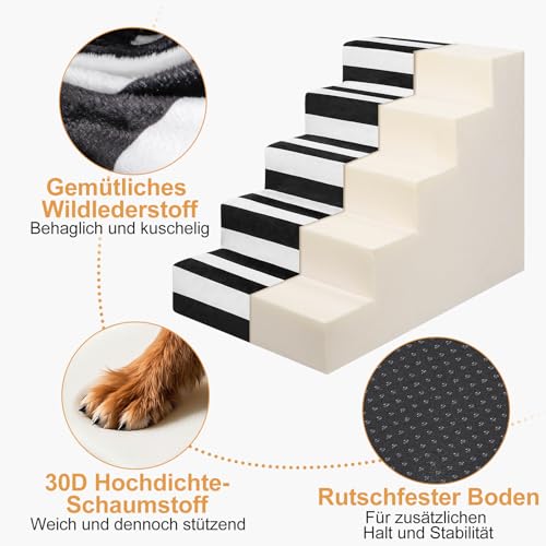 Pawk Hundetreppe Haustiertreppe, fürs mit abnehmbarem Bezug, 3 Stufen hochdichtem Schaumstoff für kleine Hunde und Katzen, rutschfeste Hunderampe mit Reißverschlussfunktion, 45 x 45 x 34 cm